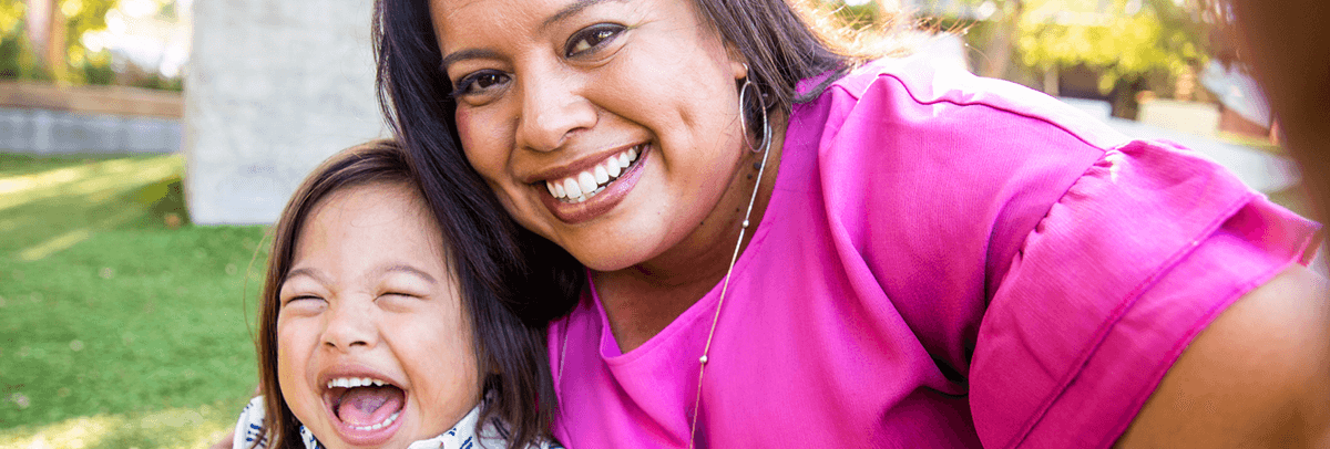 Mom-and-toddler-laughing Laughing mother and toddler
